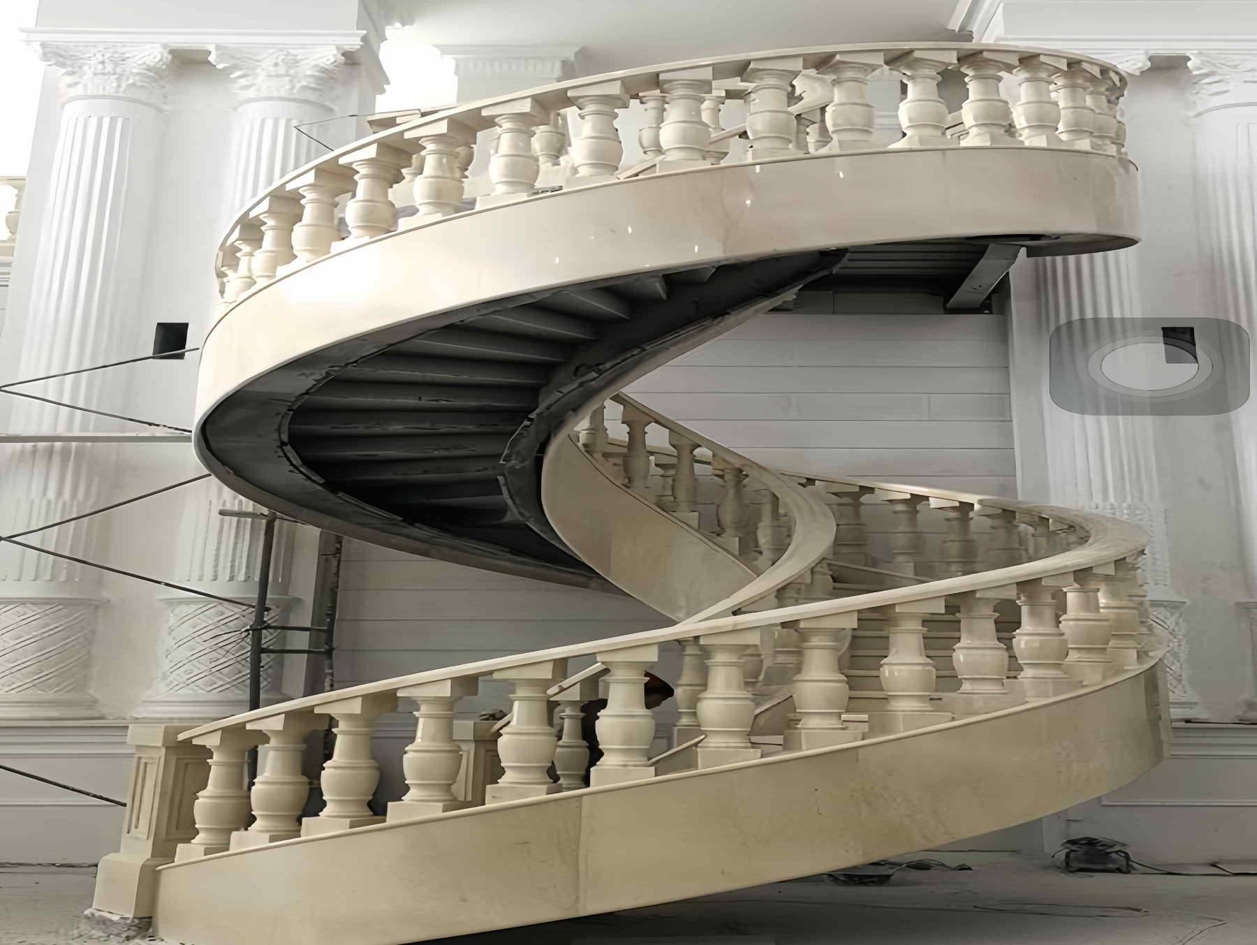 Escada em espiral e mármore com jato de água para projetos do Hotel Kempinski