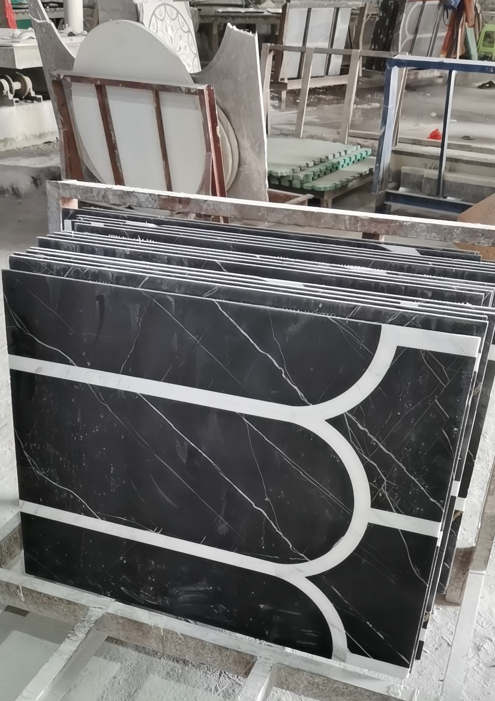 Corridor Flooring with Stronger Identity Black White Marble Flooring