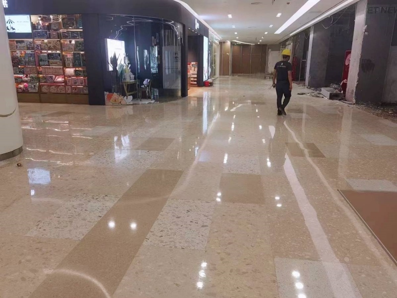 Shopping Mall Artificial Marble Flooring Project | Anna Beige and Youlan White by Aoli Stone