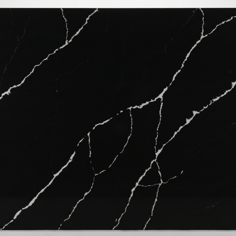 Black Line Quartz with a deep black base and strong white linear movement