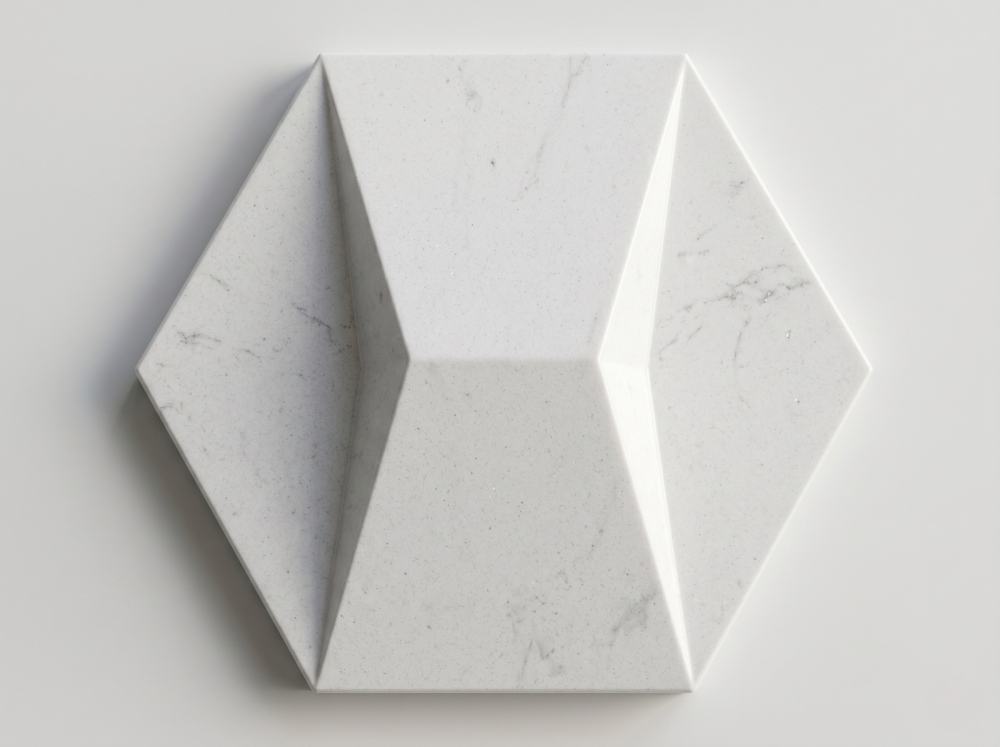 Sculptural artificial marble wall system designed for light and shadow