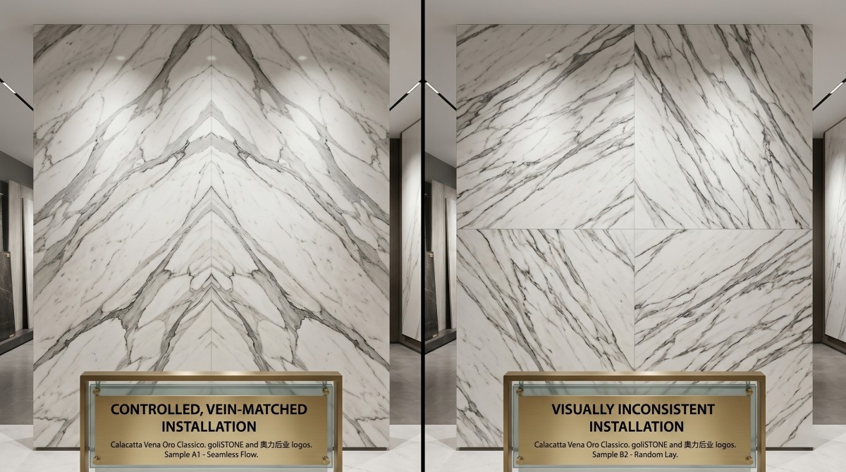Comparison of different vein directions in a stone interior application