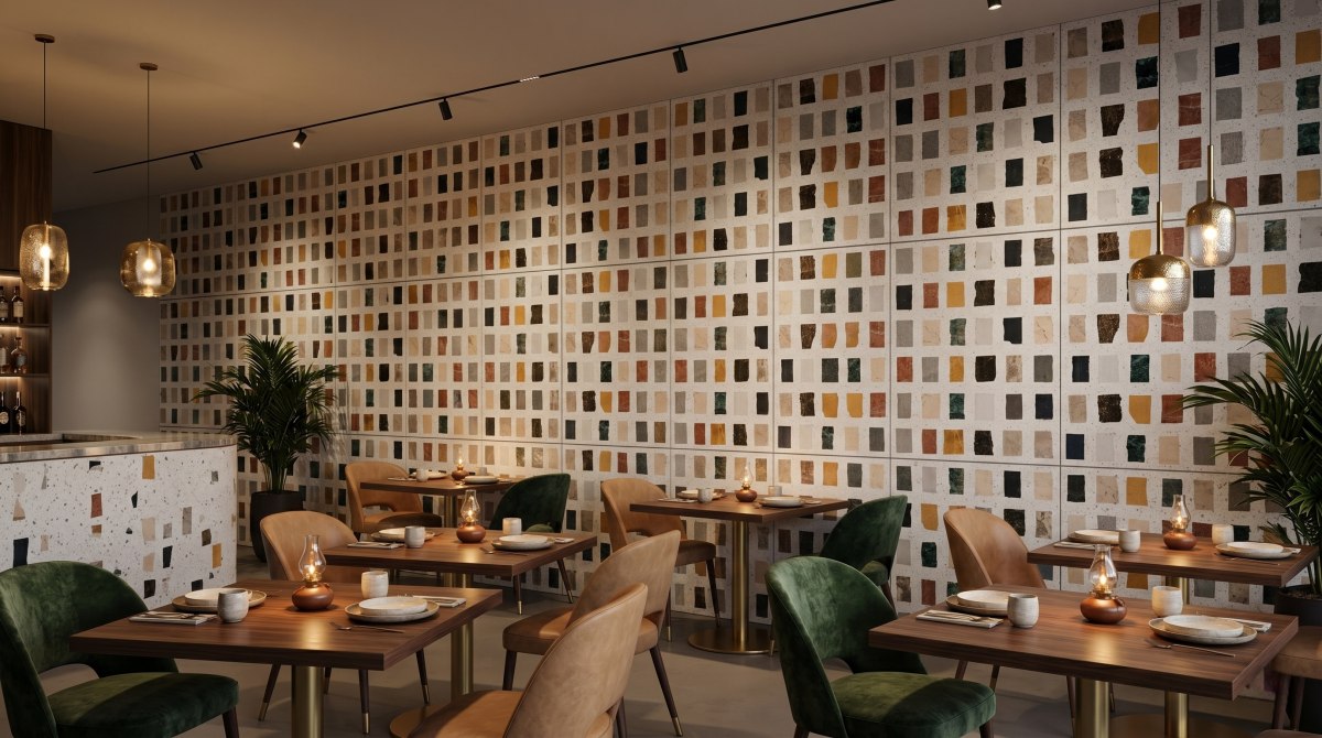 Aoli Stone terrazzo and marble design tile used in premium interior spaces