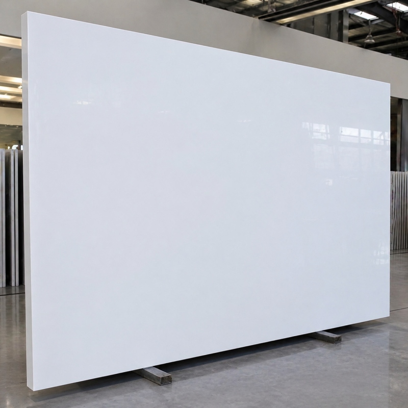 Super White Artificial Marble Sheet with clean polished white surface for interior projects