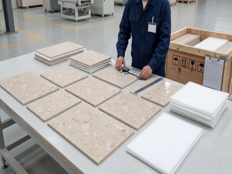 Rose Beige Artificial Marble Flooring Project: A Controlled Stone Surface for Large Commercial Interiors