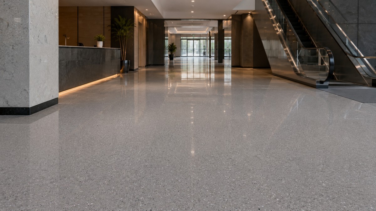 Artificial marble flooring used in a commercial project for contractor planning