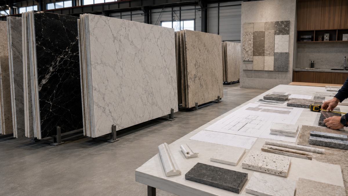 slabs-vs-cut-to-size-stone-comparison Comparison of full stone slabs and cut-to-size stone pieces for projects Caption: Slabs provide flexibility. Cut-to-size pieces provide project-specific control