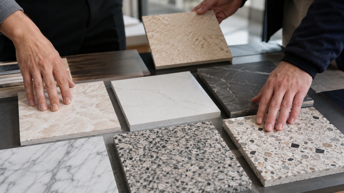 Different stone materials checked separately before installation