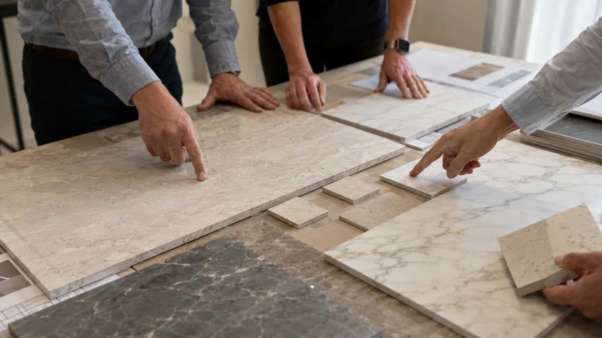 Stone color and pattern checked with samples before installation