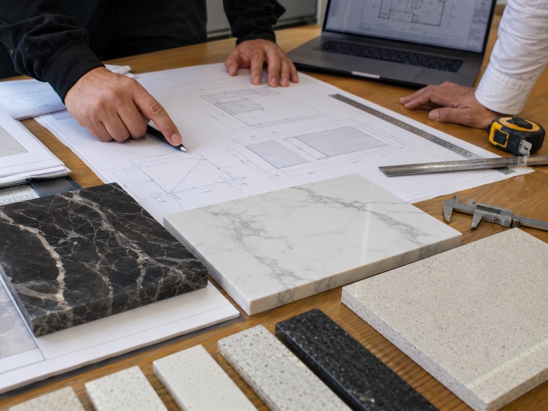 Como os compradores devem analisar os desenhos técnicos de produção de pedra antes do início da produção.