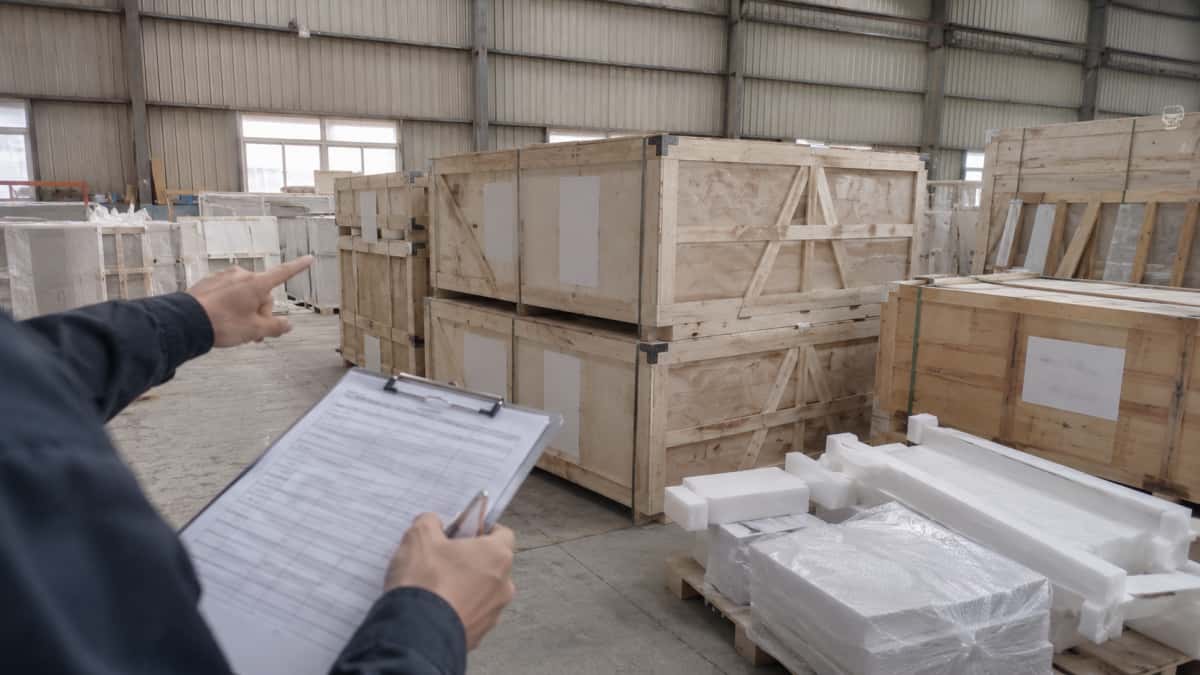 Stone crate marking and packing list photos before export