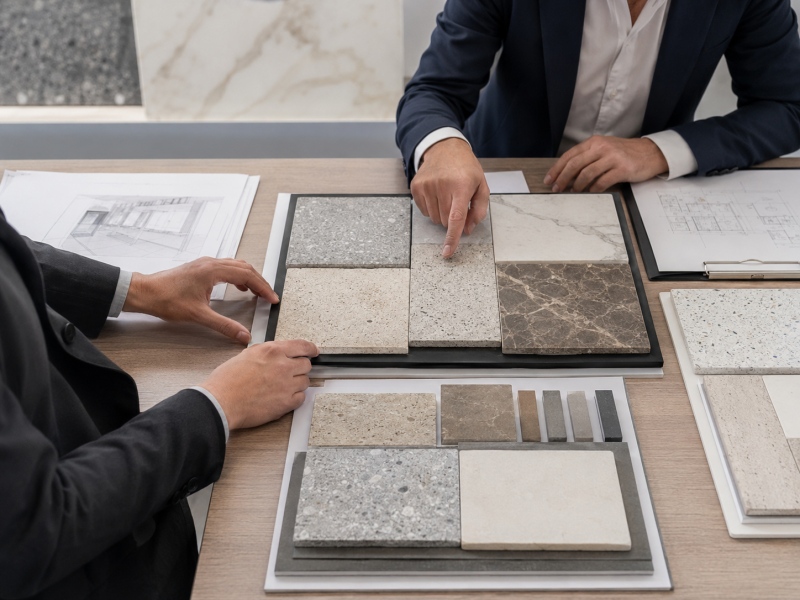 O que os compradores do projeto devem esclarecer antes de aprovar uma amostra de maquete de pedra.
