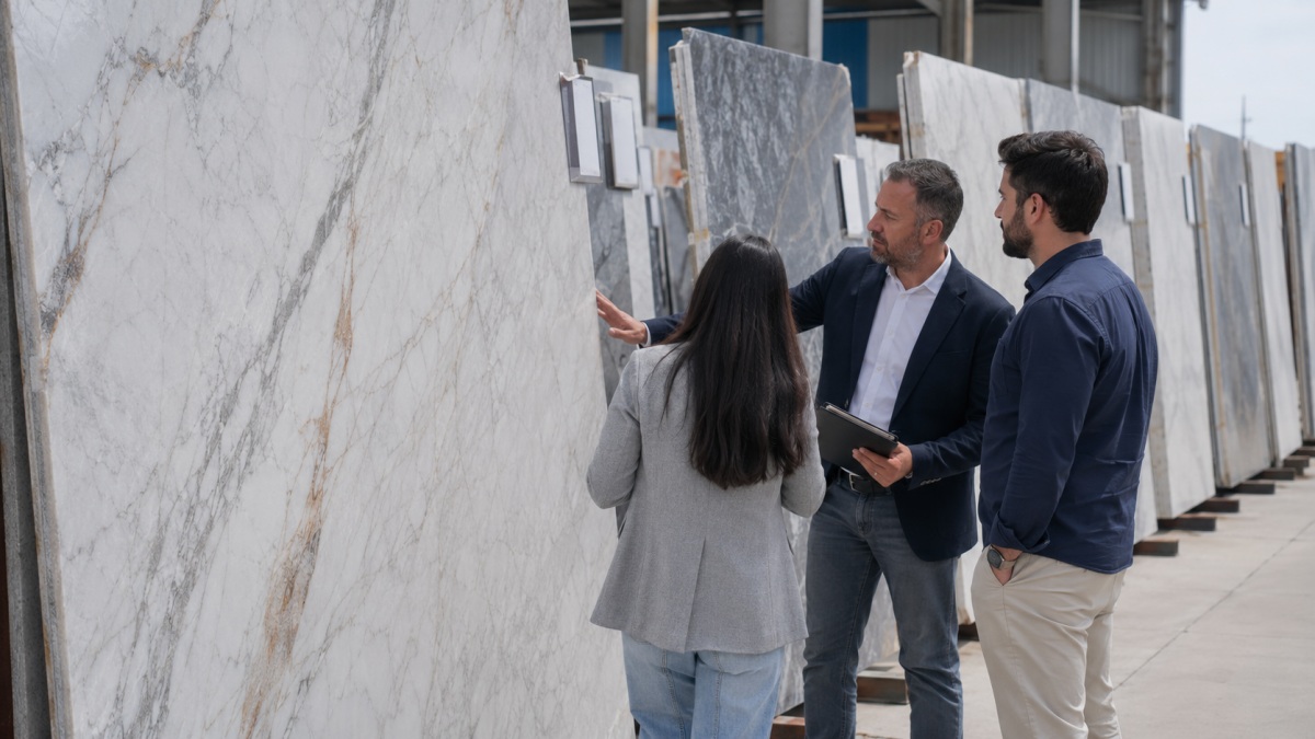 marble-reserve-slab-selection-yard approved natural marble reserve slabs selected before production
