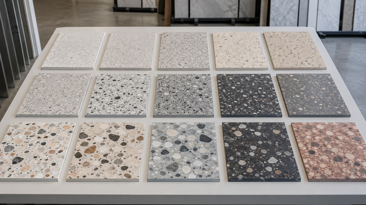 terrazzo-product-range-neutral-warm-bold-colors Terrazzo product range with neutral warm and bold color options