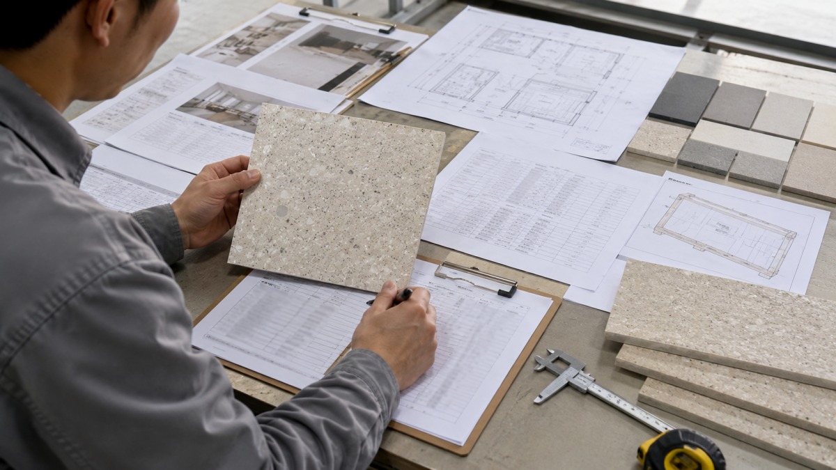 Terrazzo drawings samples dimensions finishes and packing requirements reviewed before production