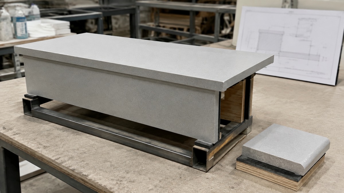 terrazzo-stair-tread-riser-nosing-mockup Terrazzo stair tread, riser and nosing mockup reviewed before fabrication
