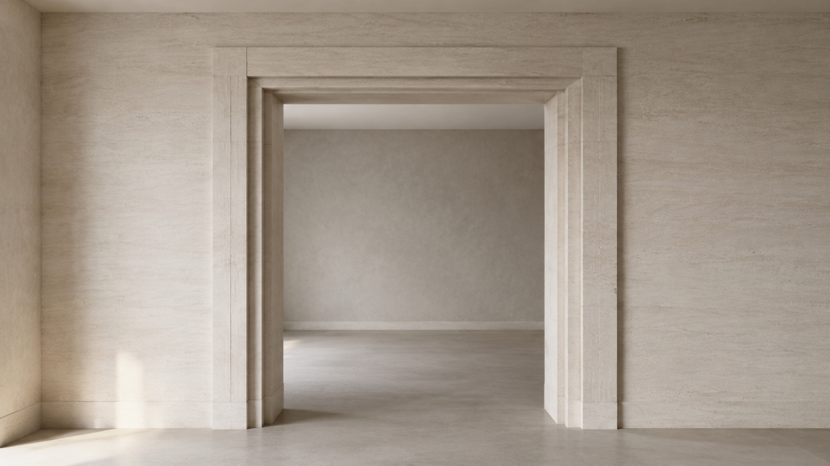 Architectural doorway surround made from jointed French Wood Grain Limestone moldings